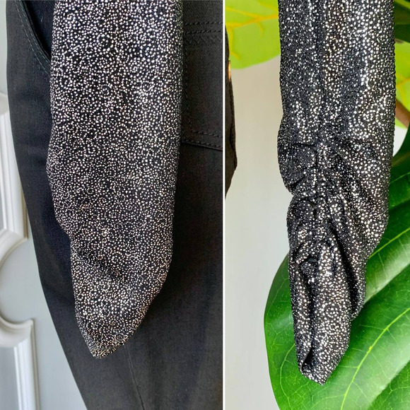 Scripted Metallic Bodysuit Long-Sleeve Black Silver Size Medium - Picture 6 of 11